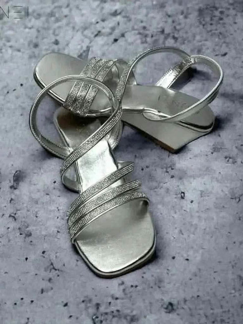 Womens Silver Glitter Wedges
